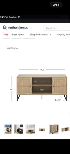 Light Oak Light Wood Rattan 8 Wood 2-Door TV Cabinet by Nathan James
