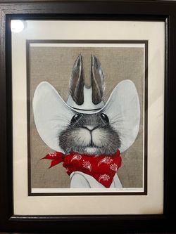 Framed Cowboy Hare & Hugging Hares Art Paintings