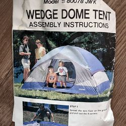 Spalding Wedge Dome Tent W/Assembly Instructionsl