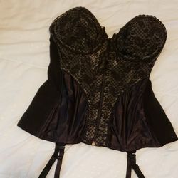 Vintage 60s Lady Marlene Strapless Blk Bustier Corset 