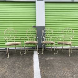 Set of 4 Elegant Vintage Iron Dining Chair