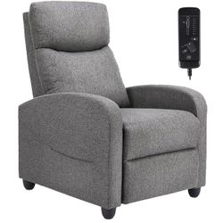 Recliner Chair With Massage And Lumbar Support, Small Fabric Home Theater Seating, Adjustable Modern Reclining Chair For Adults In Living Room