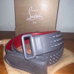 Christian Louboutin Loubi Spike Belt Size 100EU Gray