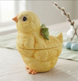 Vintage Lefton Porcelain Chick Trinket Box | Easter Candy Dish