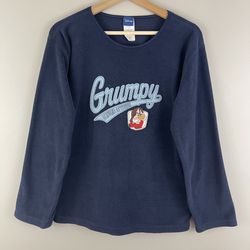 DISNEY Vintage Y2K Navy Blue Grumpy Genuine Attitude Crewneck Fleece Pullover