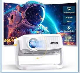 Projector with WiFi and Bluetooth,Mini-Projector: [1300 ANSI & 360°Adjustable-Stand &Electric Focus & Auto Keystone], Lisowod L02 2025 Upgrade Portabl