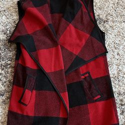Plaid Red And Black Women Vest