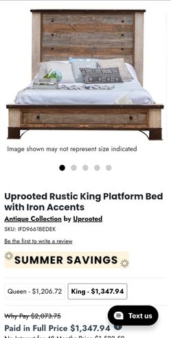 Uprooted Rustic King Platform Bed with Iron Accents