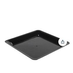 20-PCS Fineline Platter Pleasers Plastic Black Square Platter 18X18 Inch Party