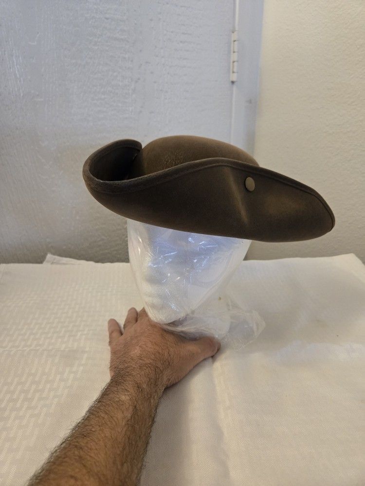 Brown Faux Leather Pirate/ colonial Hat.