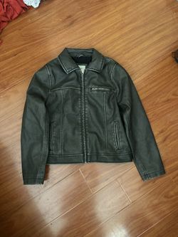 black boxy fit leather jacket 
