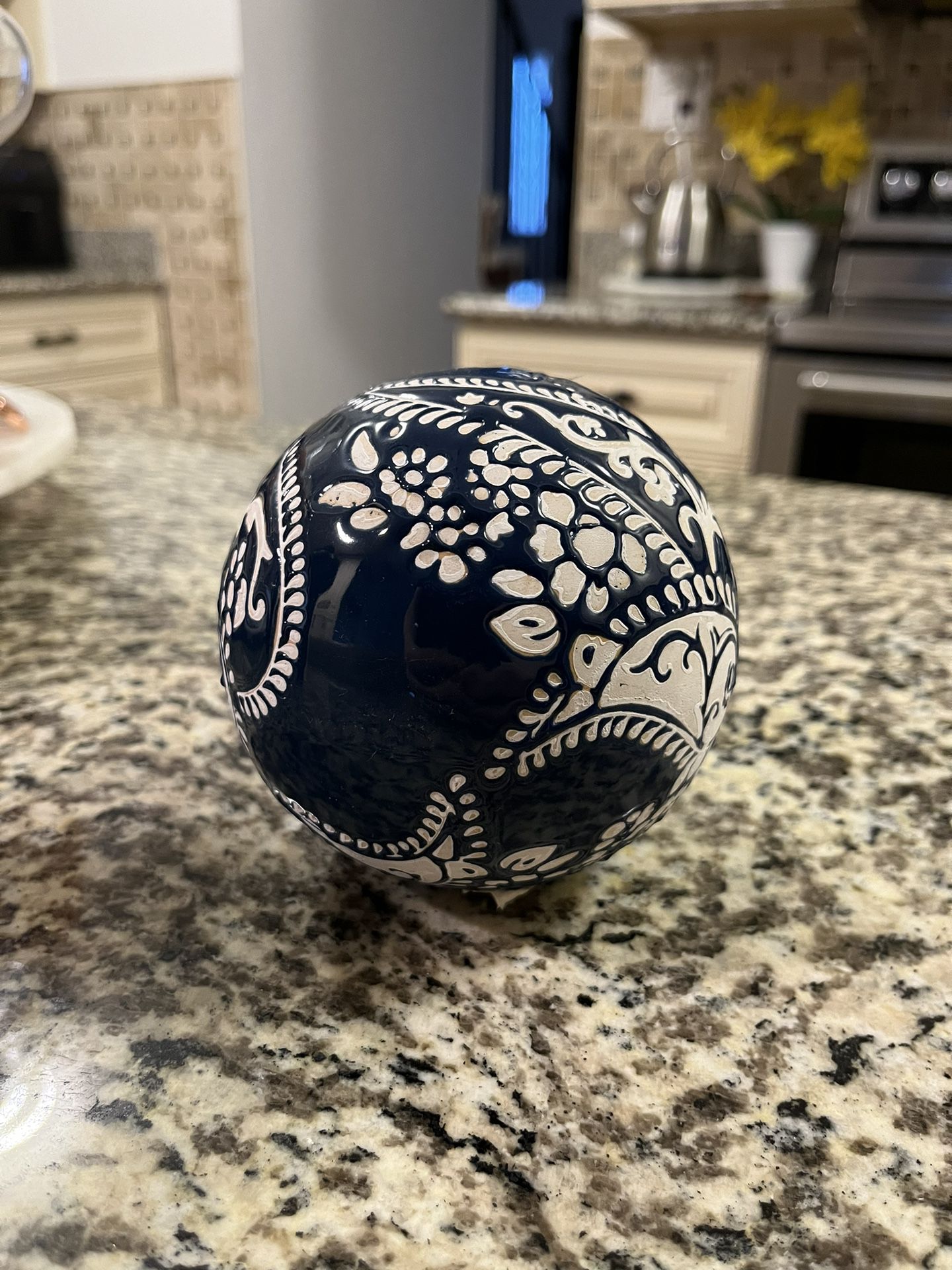 Blue & White Floral Porcelain Sphere