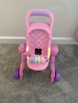V Tech 3 in 1 doll stroller, high chair, bed toy