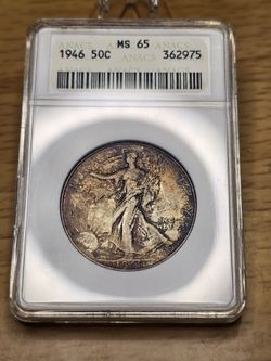 Toned Walking Liberty Silver Half Dollar 