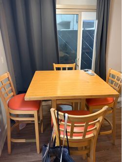 Wood dining table with 4 chairs