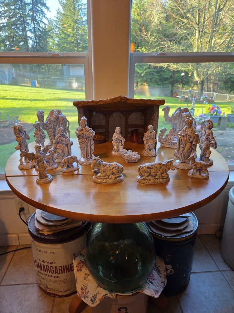 Large Vintage Ceramic Nativity Set