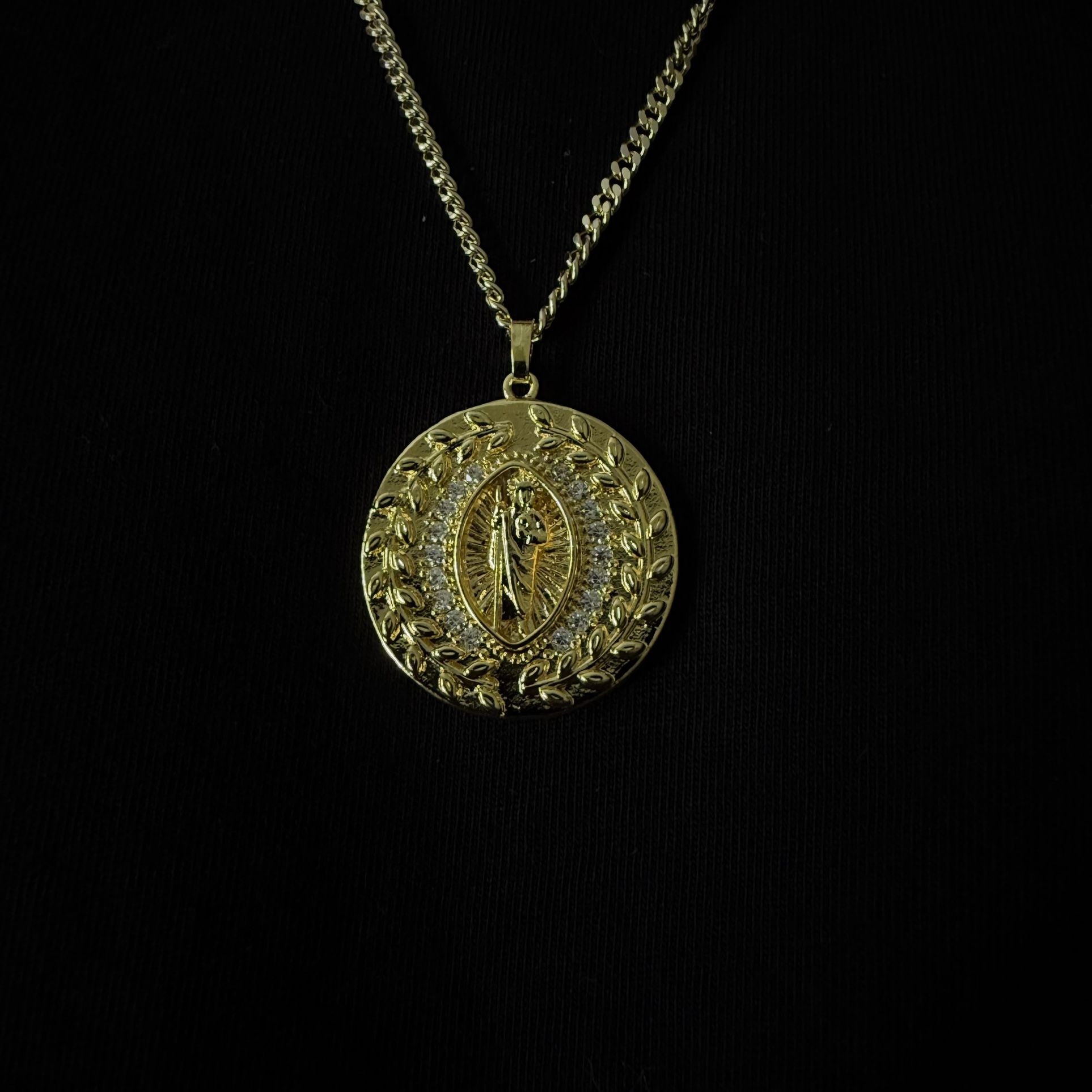 Gold Plated San Judas Pendant And Chain