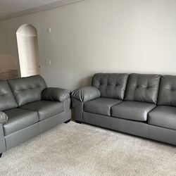 Ashley Furniture Faux Leather Sofa & Loveseat