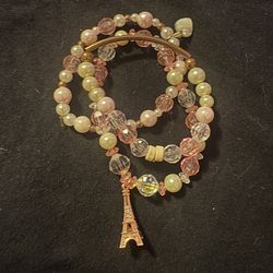 Pink plastic bracelets