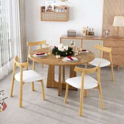 Round Dining Table for 4 - 47 Inch Farmhouse Kitchen Table, MDF Circle Table with Oak Finish, 300lb Weight Capacity, Easy Assembly for Dining Room, Ki