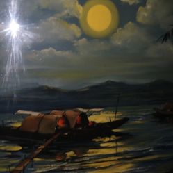 Elegant  Vintage  1971 Chinese Black  Laquer Art