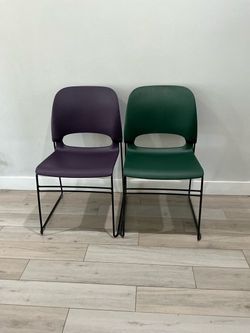 Set of 2 Modern Plastic Stack Chairs