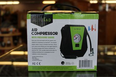 AutoFad Portable Air Compressor with Pressure Gauge