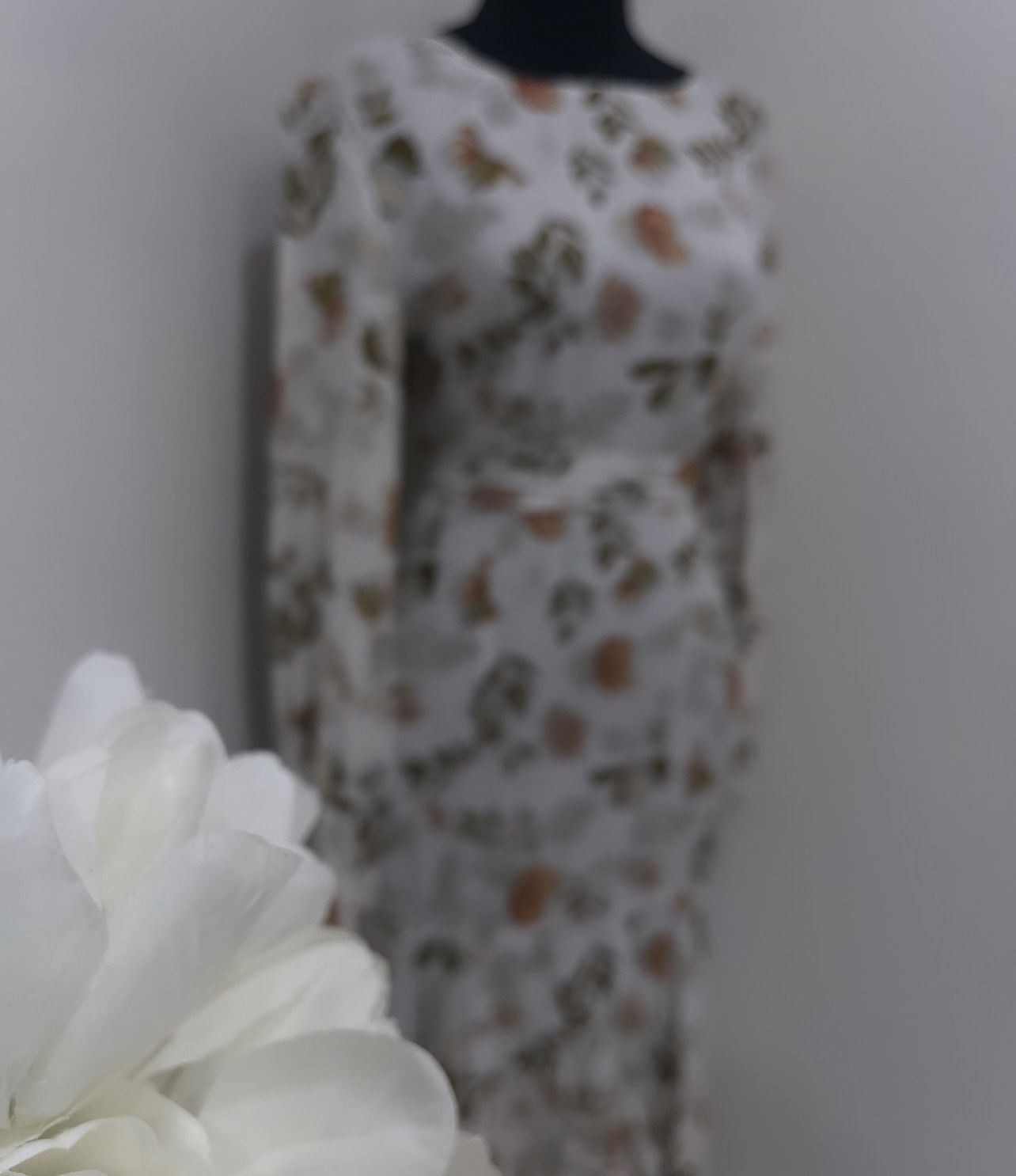 Floral Print High Low Bishop Sleeve Belted Dress