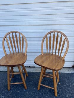 2 Wood Swivel Bar stools  