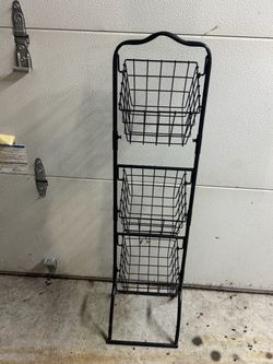 3-Tier Black Metal Wire Basket Stand