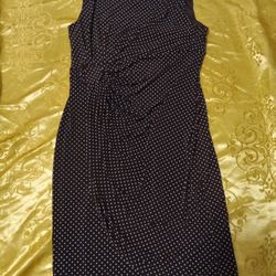 Dress SIZE 16W BROWN WHITE POCKA  DOTS STRETCH