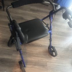 Drive Medical Hugo Elite Rollator Walker with Seat, Backrest and Basket, Blue