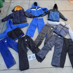 Kids Ski/ Snow Clothes Size 10-12. Winter Jackets Pants And Bibs