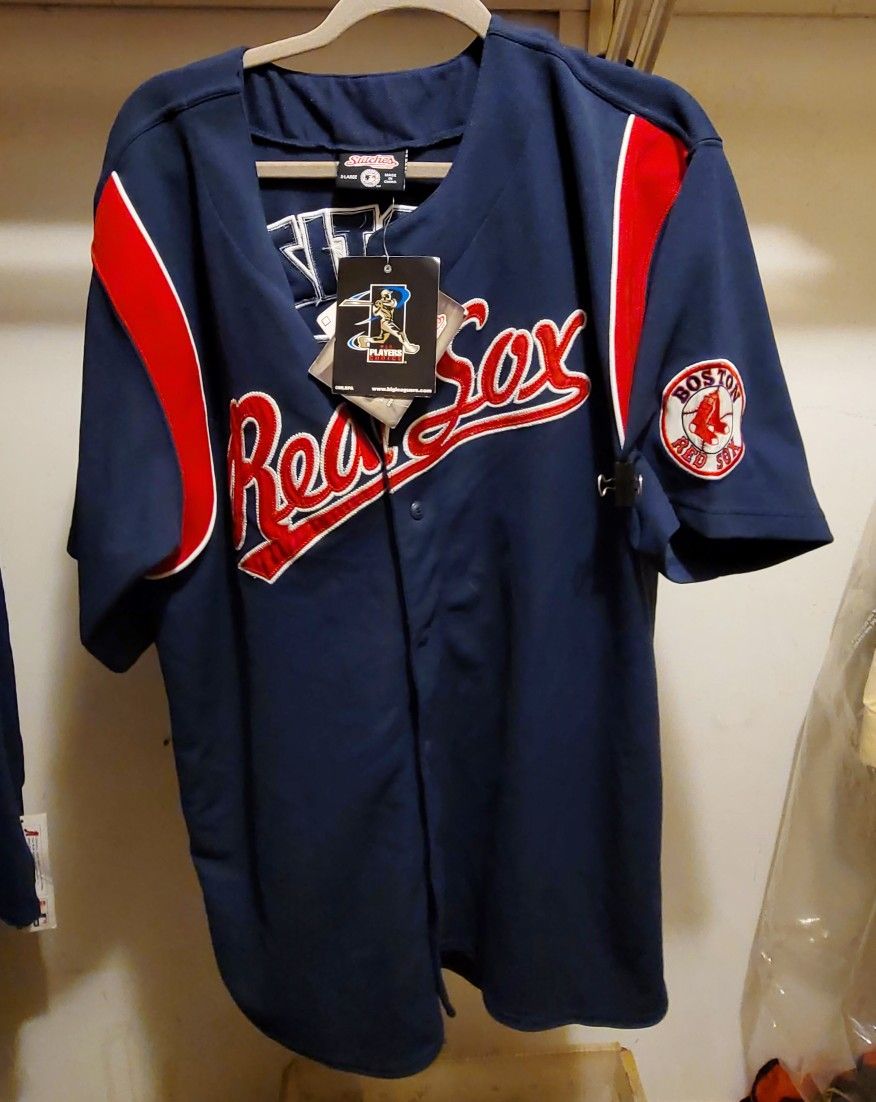 STITCHES BRAND DAVID ORTIZ #34 BOSTON RED SOX NAVY BUTTON-DOWN JERSEY XL