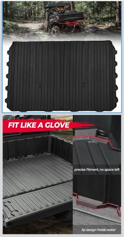 KEMIMOTO Cargo Bed Mat Compatible with Ranger 1000/1000 XP/Crew/Kinetic TPE Bed Liner Anti-Slip Mud-Resistant,All-Weather Protection, Easy-Clean No Ga