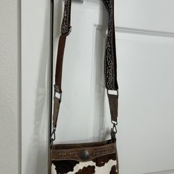 Wrangler Cow Print Leather Crossbody Bag 