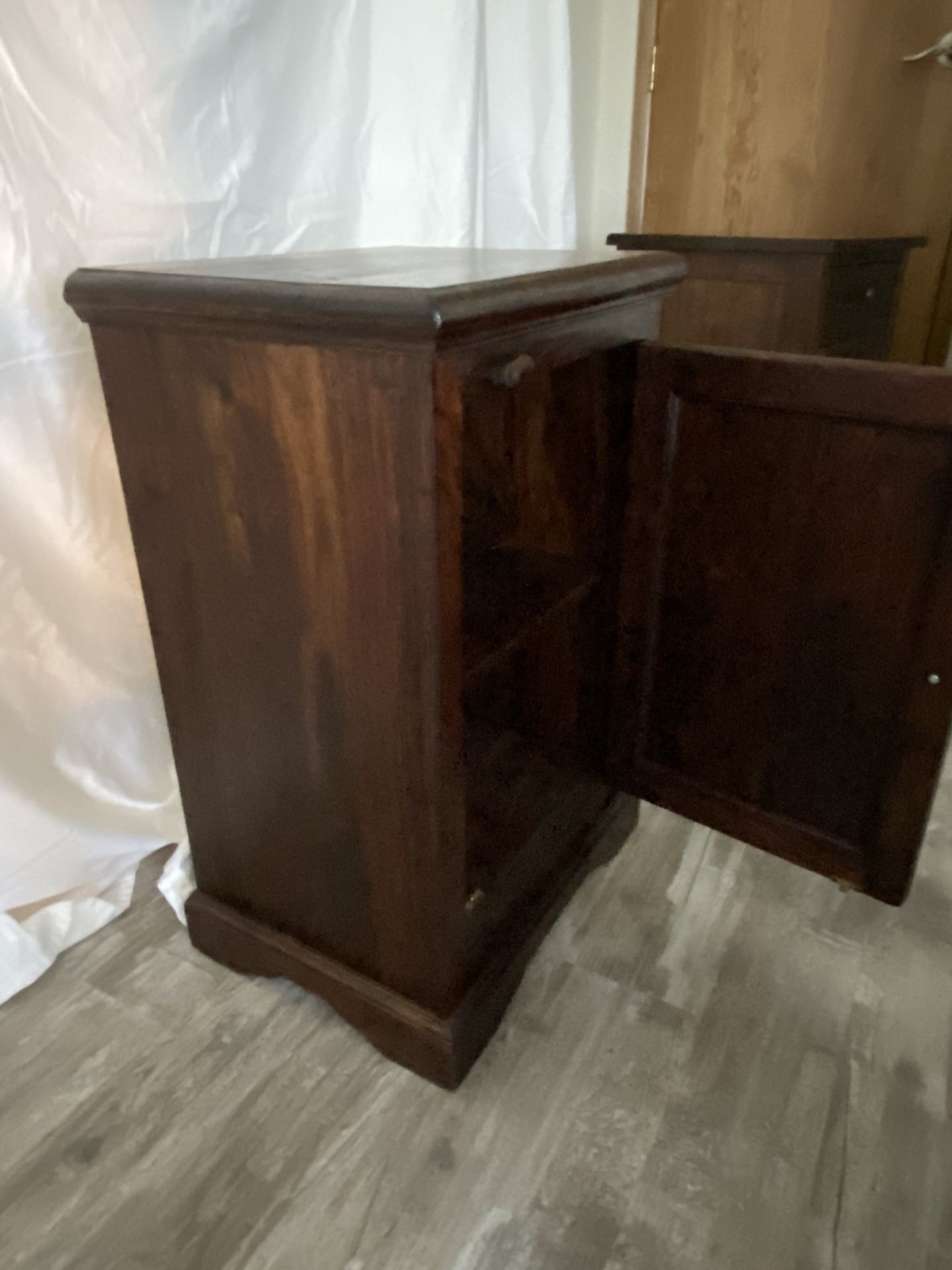 Real Wood Side Table With Door and  Shelf