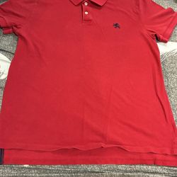 Express Pique Polo Men’s XL Fitted Red Blue Trim