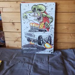 Rat Fink Metal Sign 8"x12"