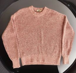 Faherty Sunwashed Organic Cotton Fisherman Sweater Seashell Blush Women Small