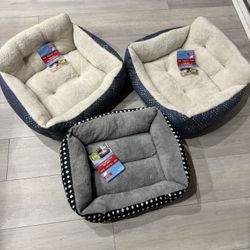 Dog Beds Set Of 3 - Cuddler & Lounger Styles Small Dogs