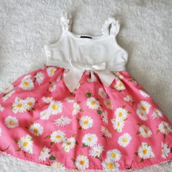 Pink And White Floral Toddler Dress Size 2T
