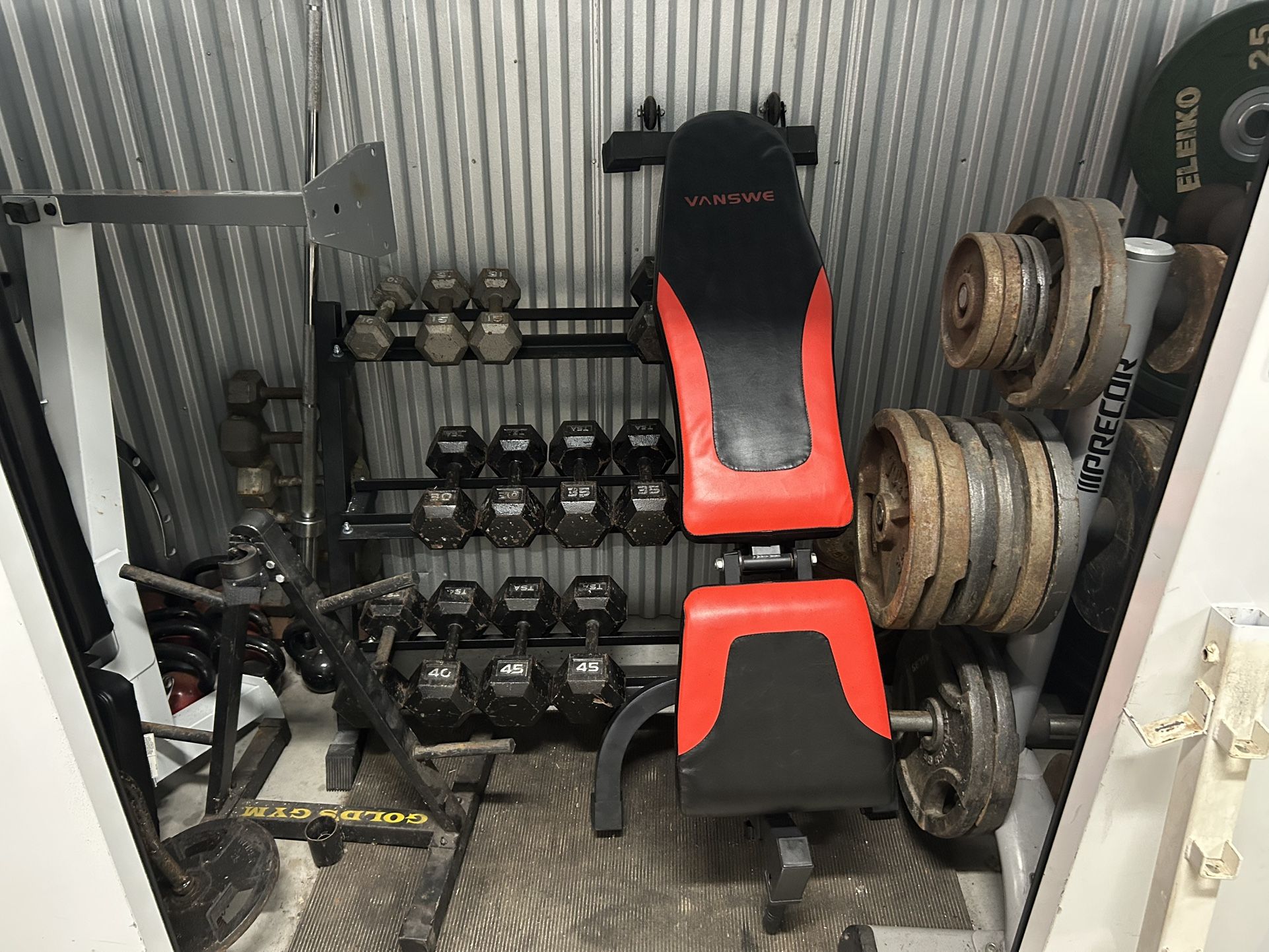 Storage Unit Full Of Gym Equipment And Weights