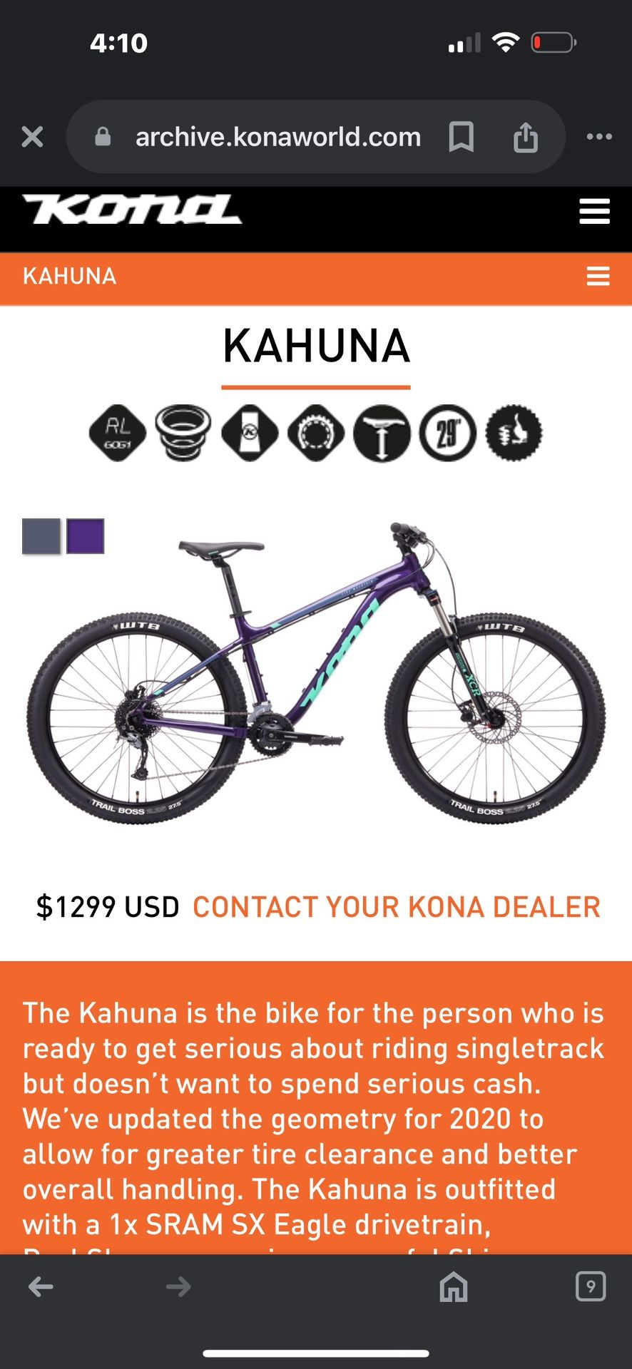27.5 kahuna 2020 mountain bike