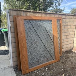 Large Leaded Glass And Oak Windows