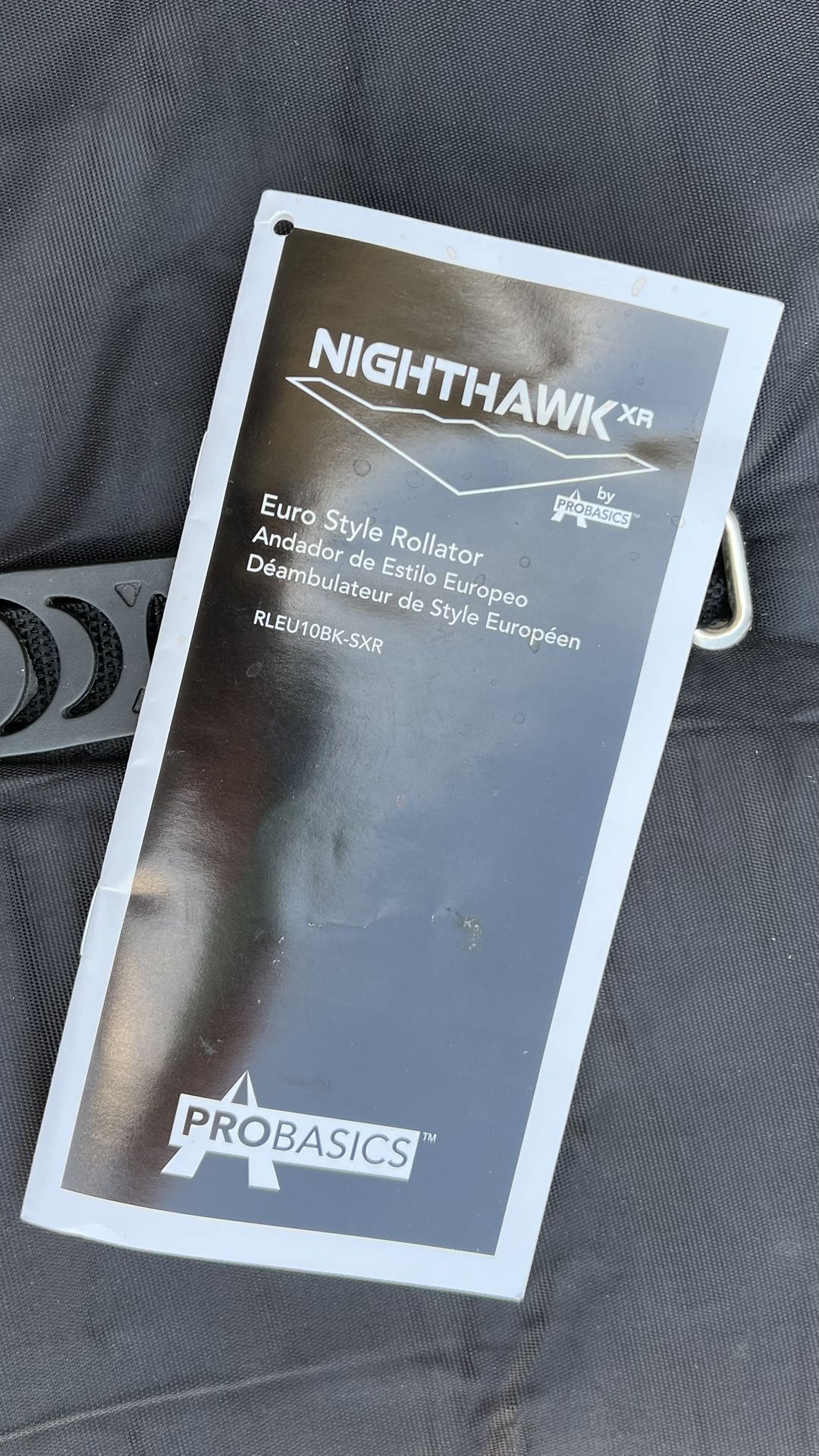 Nighthawk XR Euro Style Wide Body Black Rollator/Walker
