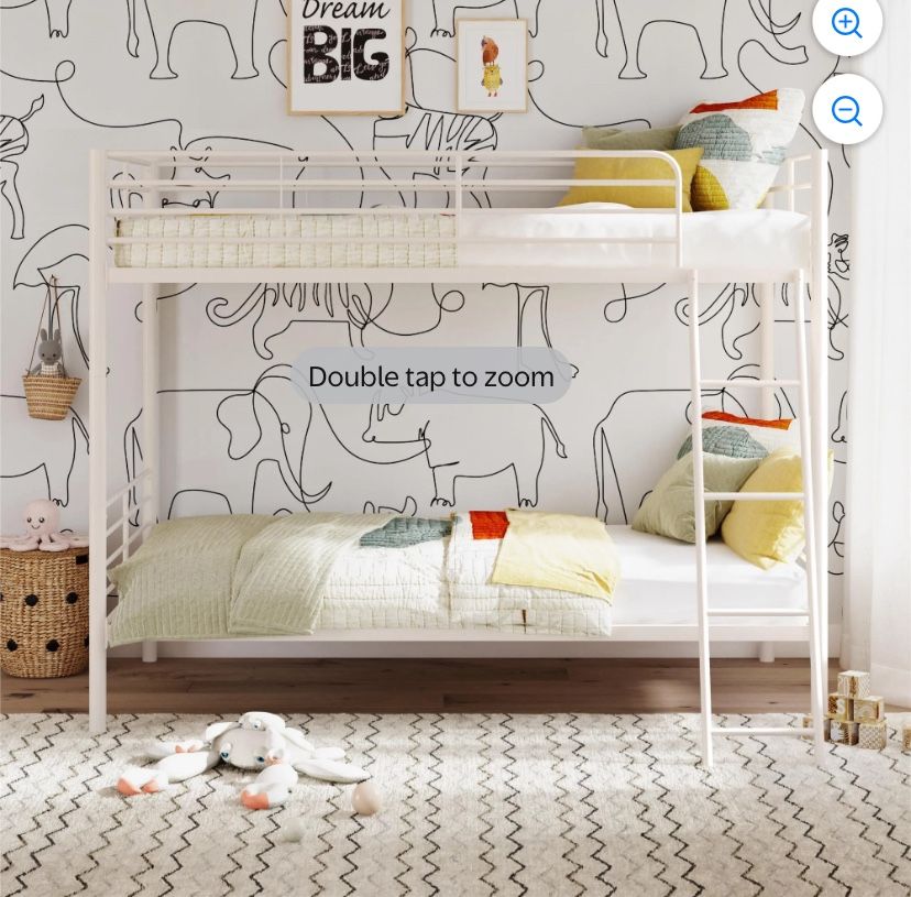 Mainstays Convertible Twin over Twin Metal Bunk Bed, Off White