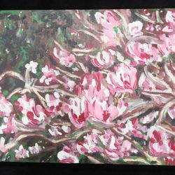 Cherry Blossom Painting Original Artwork Signed 