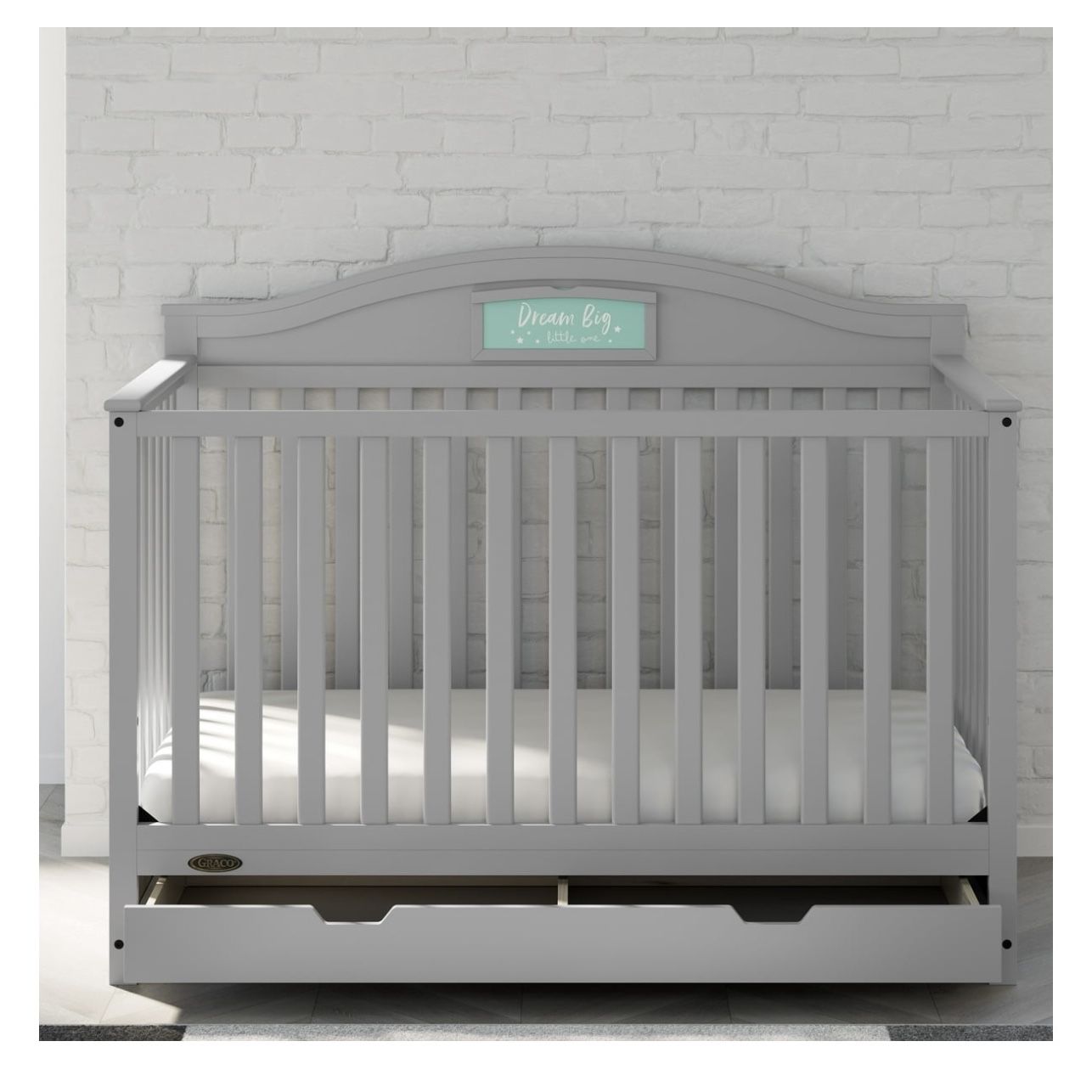 Graco Story 5-in-1 Convertible Baby Crib with Drawer, Pebble Gray
