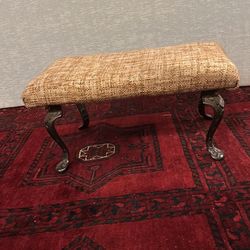 Vintage Victorian Style Heavy Cast Iron Foot Stool 18”’x 12”x 8"  Padded